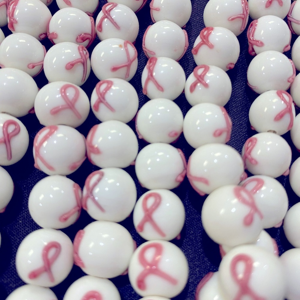 Glass Lampwork Breat Cancer Awareness Beads